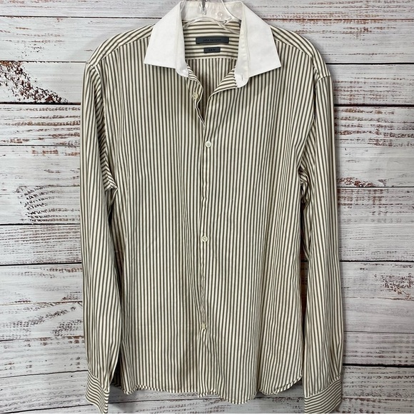 JOHN VARVATOS STRIPED BUTTON DOWN SHIRT - Picture 1 of 6